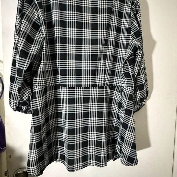 Black and White Plaid Women's Blouse - Picture 13 of 13